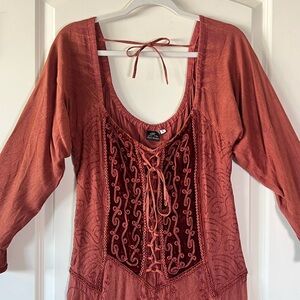 Vintage Pheasant Boho Renaissance Dress Large
